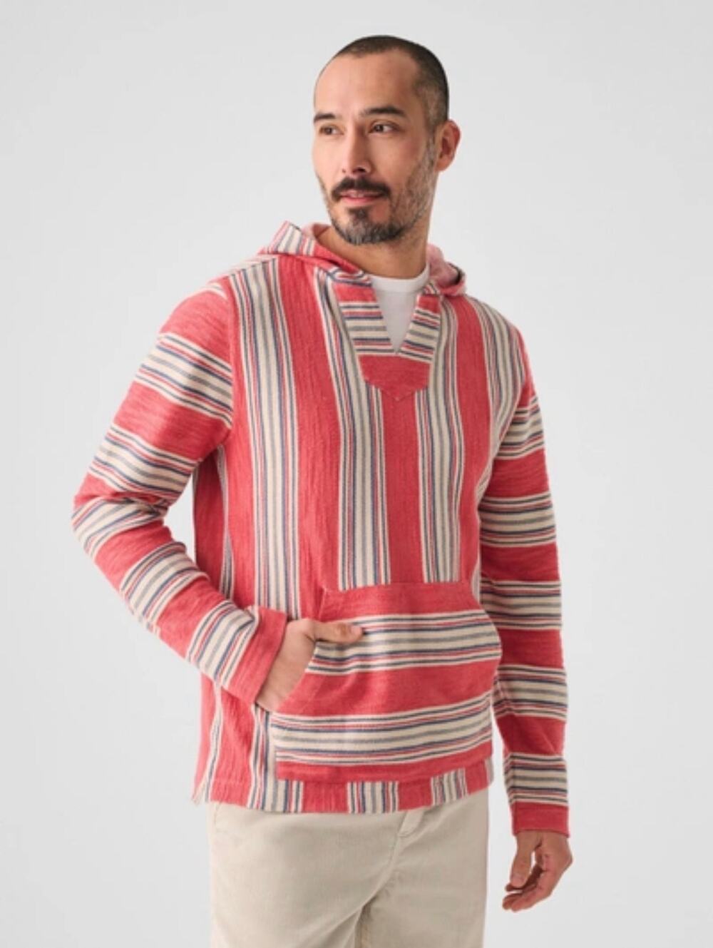 FAHERTY BRAND Men's Biarritz Hoodie in Berry River Stripe